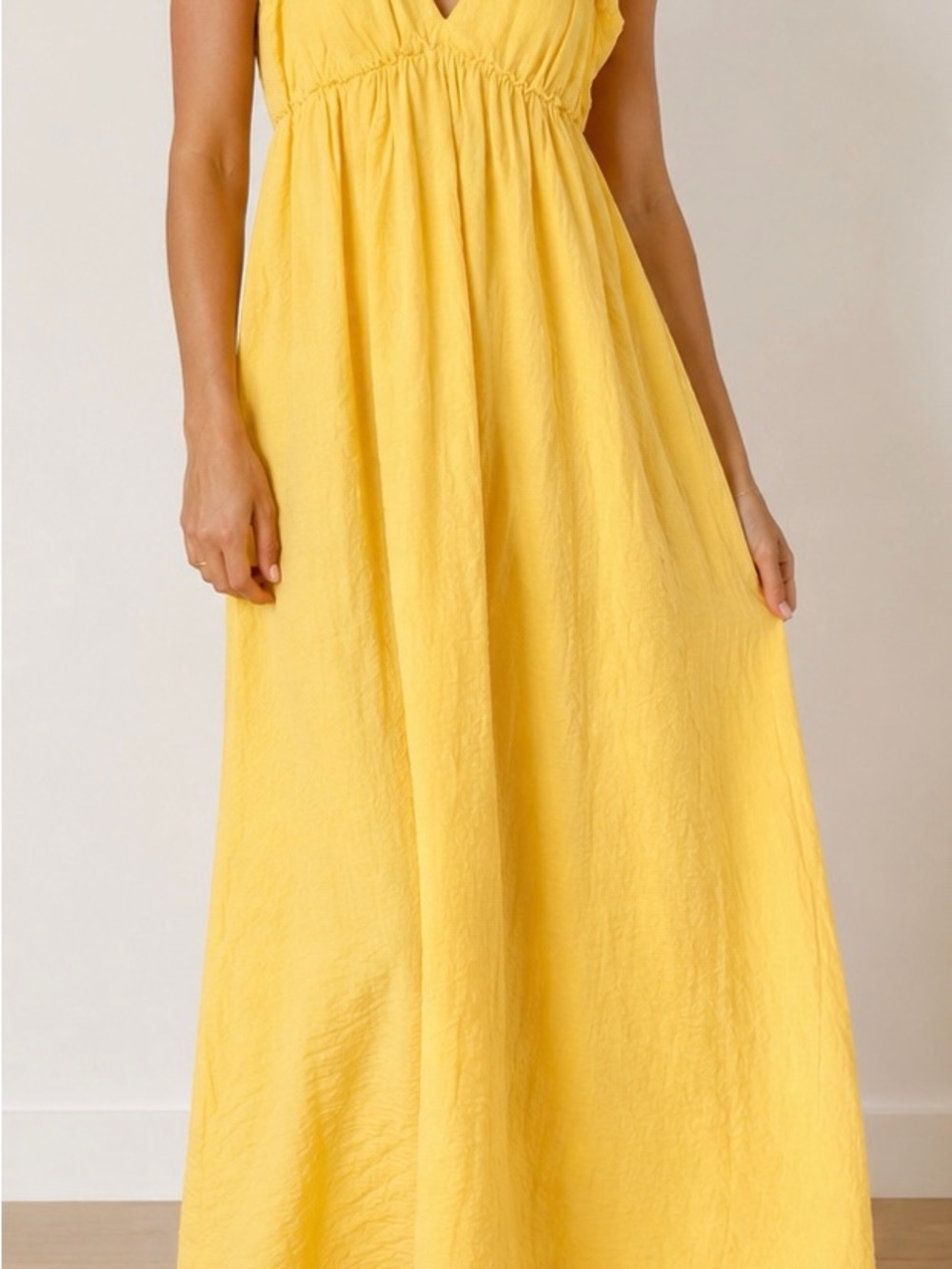 Vero Moda Yellow Ruffle-Shoulder Maxi Dress